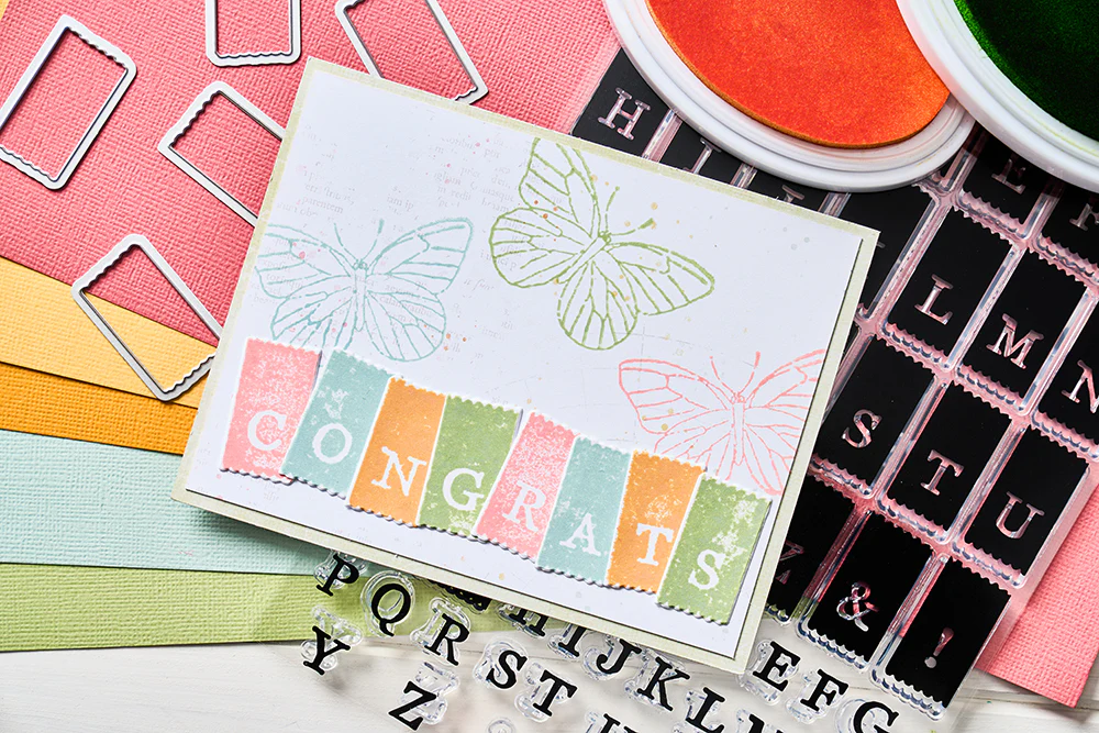 Sizzix A5 Clear Stamps 60PK w/10PK Framelits Die - Tab Stamp Alpha by 49 and Market - Image 4