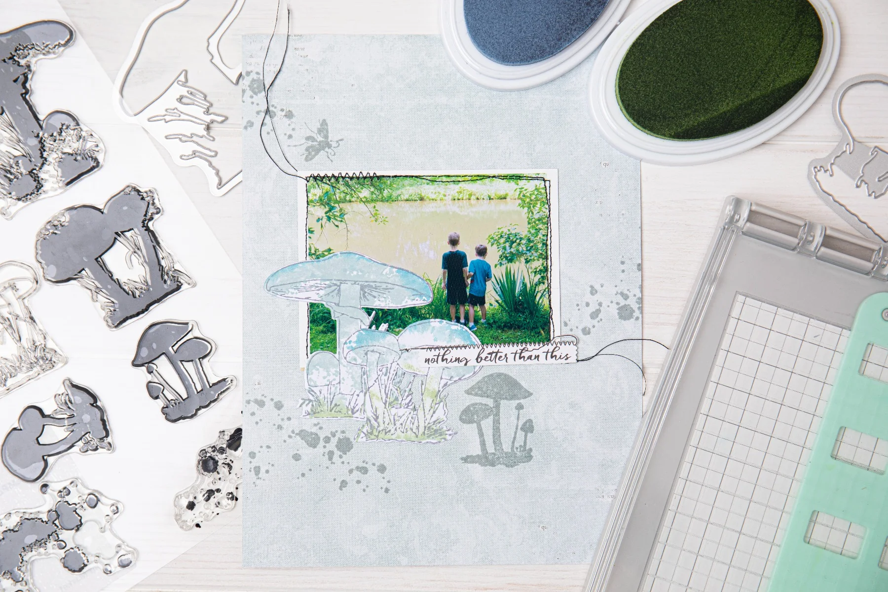 Sizzix A5 Clear Stamps Set 10PK w/2PK Framelits Die Set Painted Pencil Mushrooms by 49 and Market - Image 5