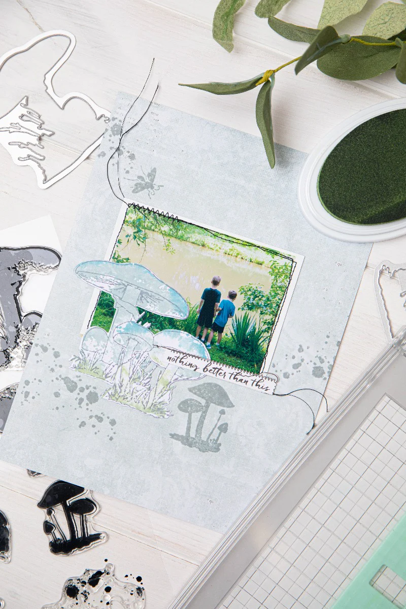 Sizzix A5 Clear Stamps Set 10PK w/2PK Framelits Die Set Painted Pencil Mushrooms by 49 and Market - Image 6