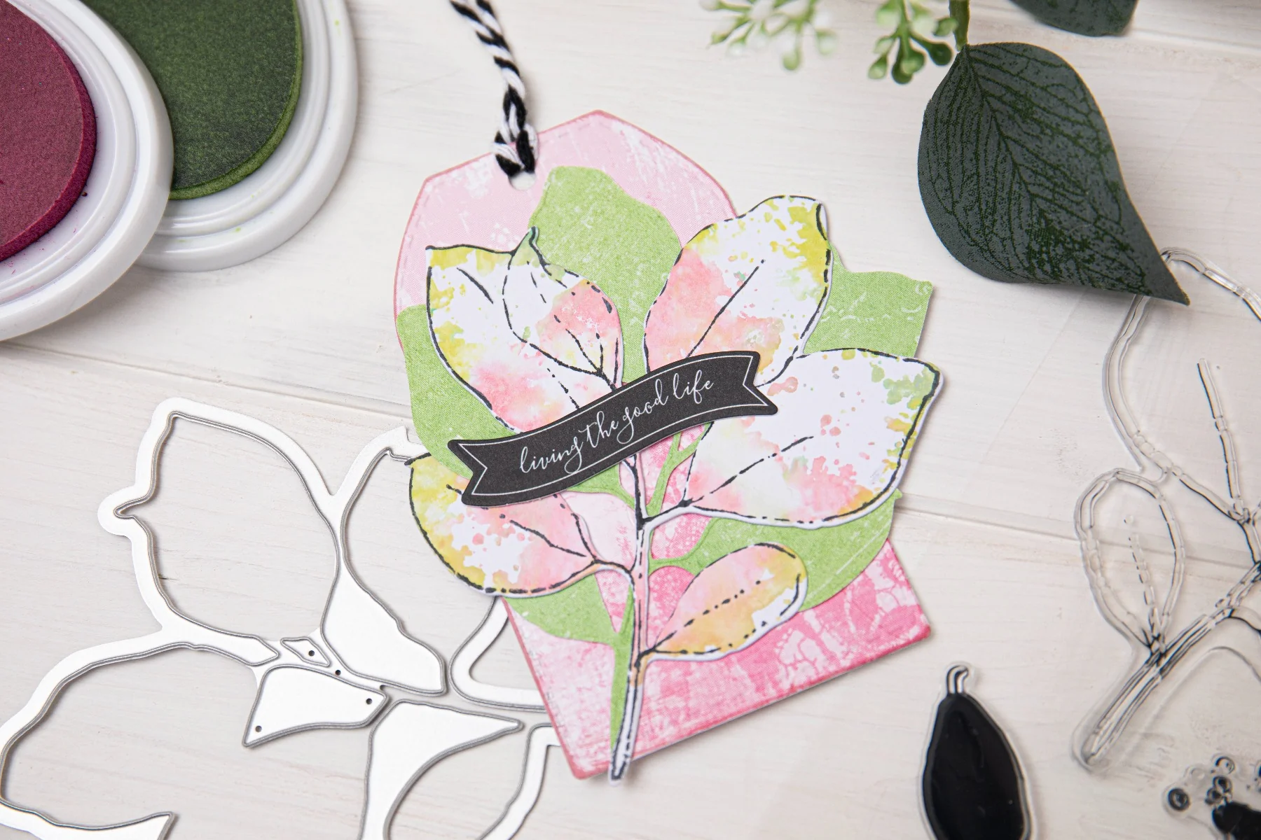 Sizzix A5 Clear Stamps Set 11PK w/ Framelits Die Set Painted Pencil Leaves by 49 and Market - Image 5