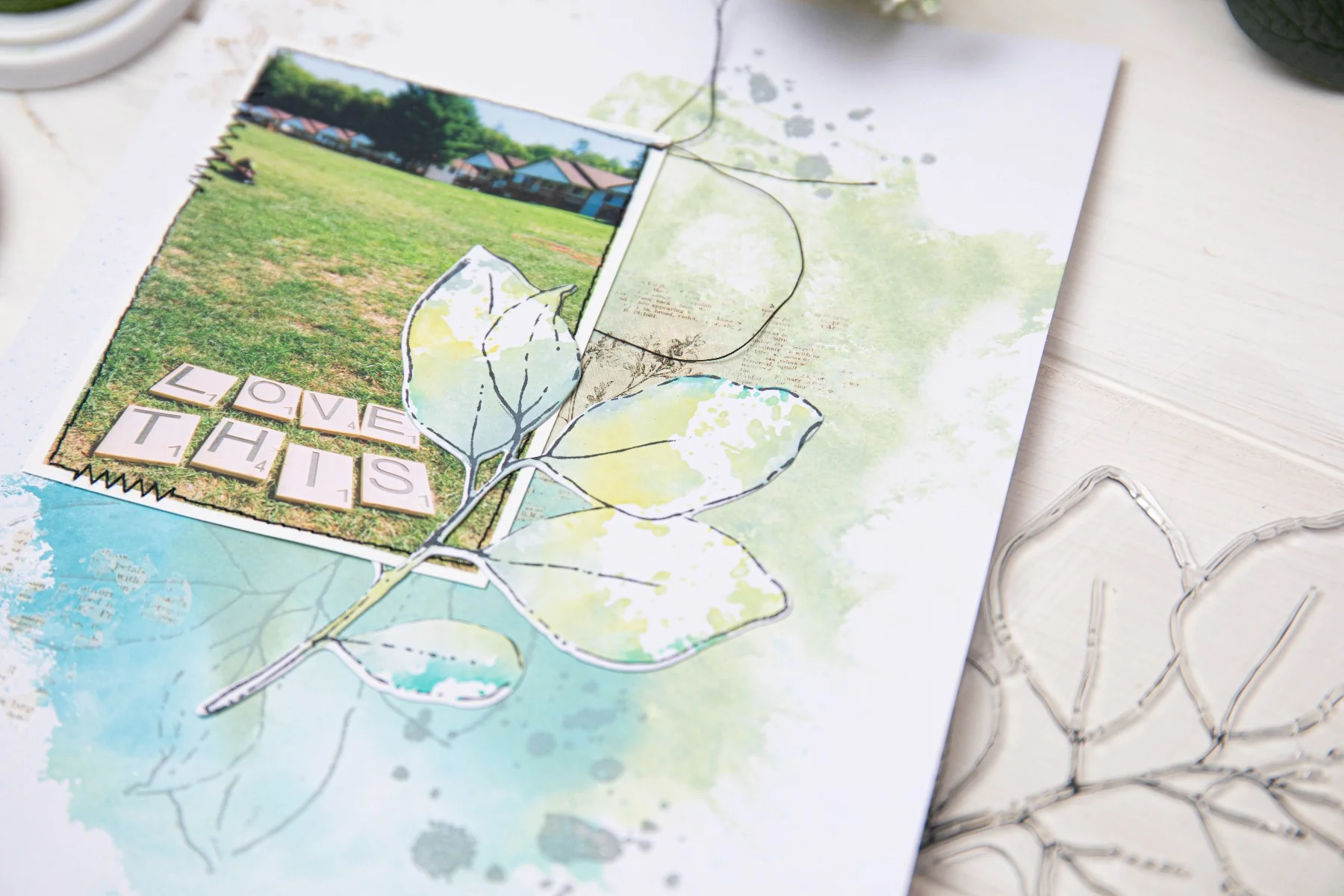 Sizzix A5 Clear Stamps Set 11PK w/ Framelits Die Set Painted Pencil Leaves by 49 and Market - Image 6