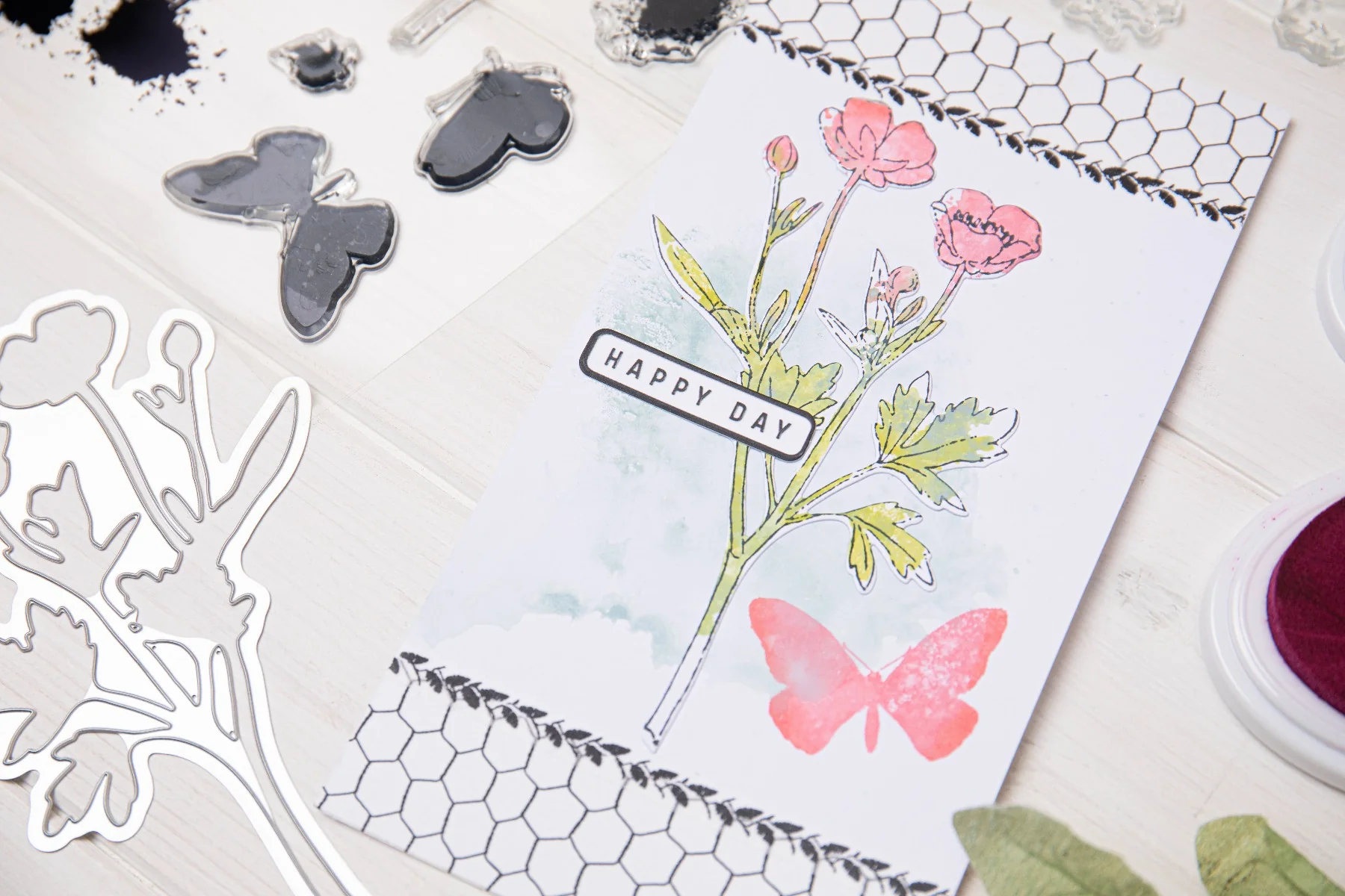 Sizzix A5 Clear Stamps Set 7PK w/ Framelits Die Set Painted Pencil Botanical by 49 and Market - Image 4