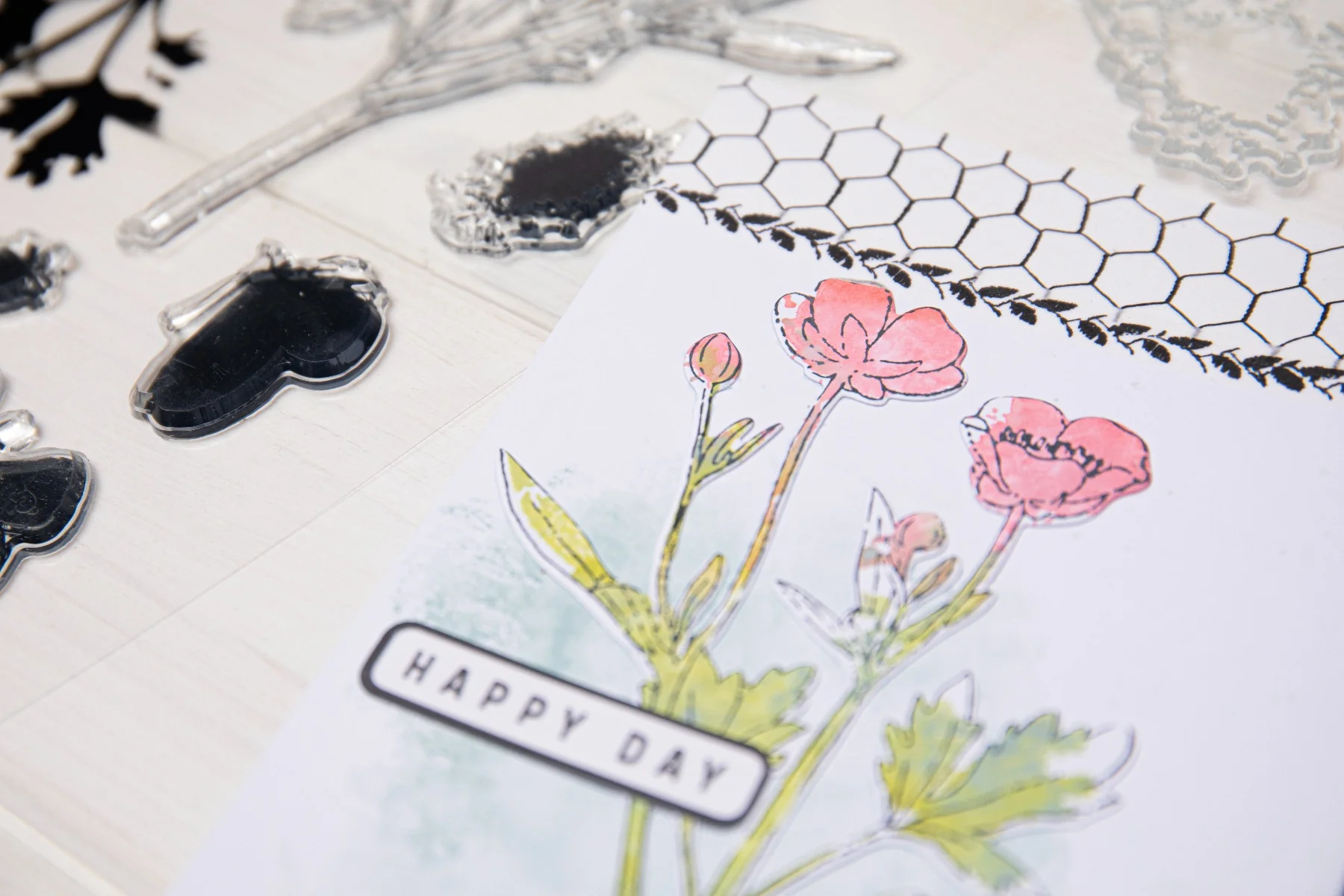 Sizzix A5 Clear Stamps Set 7PK w/ Framelits Die Set Painted Pencil Botanical by 49 and Market - Image 6
